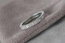 CZ AAA+Solid 925 Sterling Silver Band-Full eternity baguette White ring - £88.20 GBP