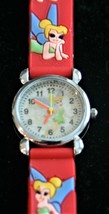 NOS child&#39;s Tinker Bell quartz wristwatch with 3-D red strap up to 7&quot; wrist - $14.85