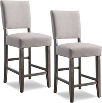 Leick Upholstered Back Counter Height Barstool (Set Of 2), Grey - £172.22 GBP