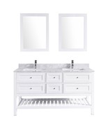 59&quot; Vanity Cabinet Set with Mirror White LV6-60W by LessCare - £1,385.38 GBP