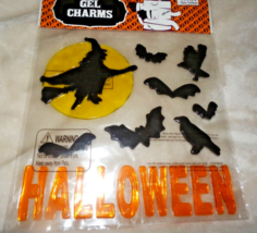 NEW Halloween Window GEL CLINGS Flying WITCH BATS Crows MOON  Spooky - £11.47 GBP