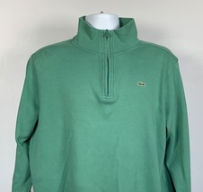 Lacoste 1/4 Zip Pull Over Shirt Green Mens SIZE 6 Alligator Patch Logo cotton - £27.65 GBP