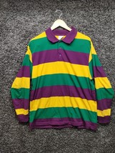 Vintage Kaplin Inc Polo Shirt Men XL Striped Long Sleeve Mardi Gras Rugby - £21.79 GBP