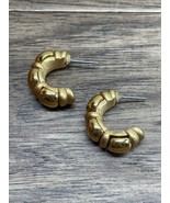 Vintage Gold Tone Hoop Earrings Careerwear Estate Fashion Jewelry Find K... - $12.86