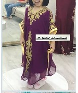 New Georgette Wedding Maxi Stylish Kids Moroccan Kaftan Dress Long Gown - $1,348.78 MXN
