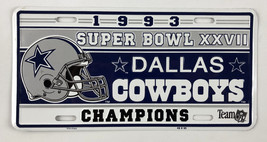 Dallas Cowboys Super Bowl XXVII Champions License Plate Vintage 1993 Team NFL - £19.45 GBP