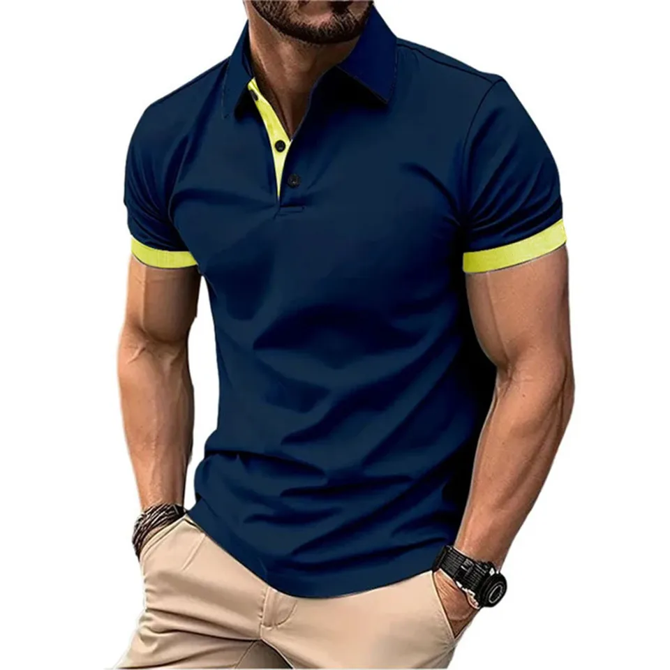 Men's Polo Shirt Short Sleeve Casual Slim Fit Color T-shirts  - $17.87
