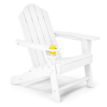 Outdoor Adirondack Chair with Built-in Cup Holder for Backyard Porch-White - Co - £150.33 GBP