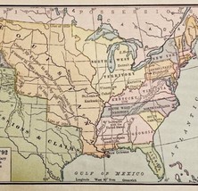 1904 Map Of The United States In 1792 Mississippi Boundary History Print... - £27.37 GBP