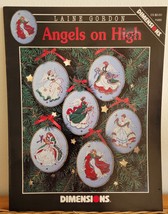 OOP Dimensions ANGELS ON HIGH 6 Christmas Ornaments Cross Stitch Leaflet... - £16.63 GBP