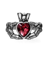 Alchemy Gothic R210  Claddagh By Night Ring Red Heart Crown Hands Friend... - £25.39 GBP