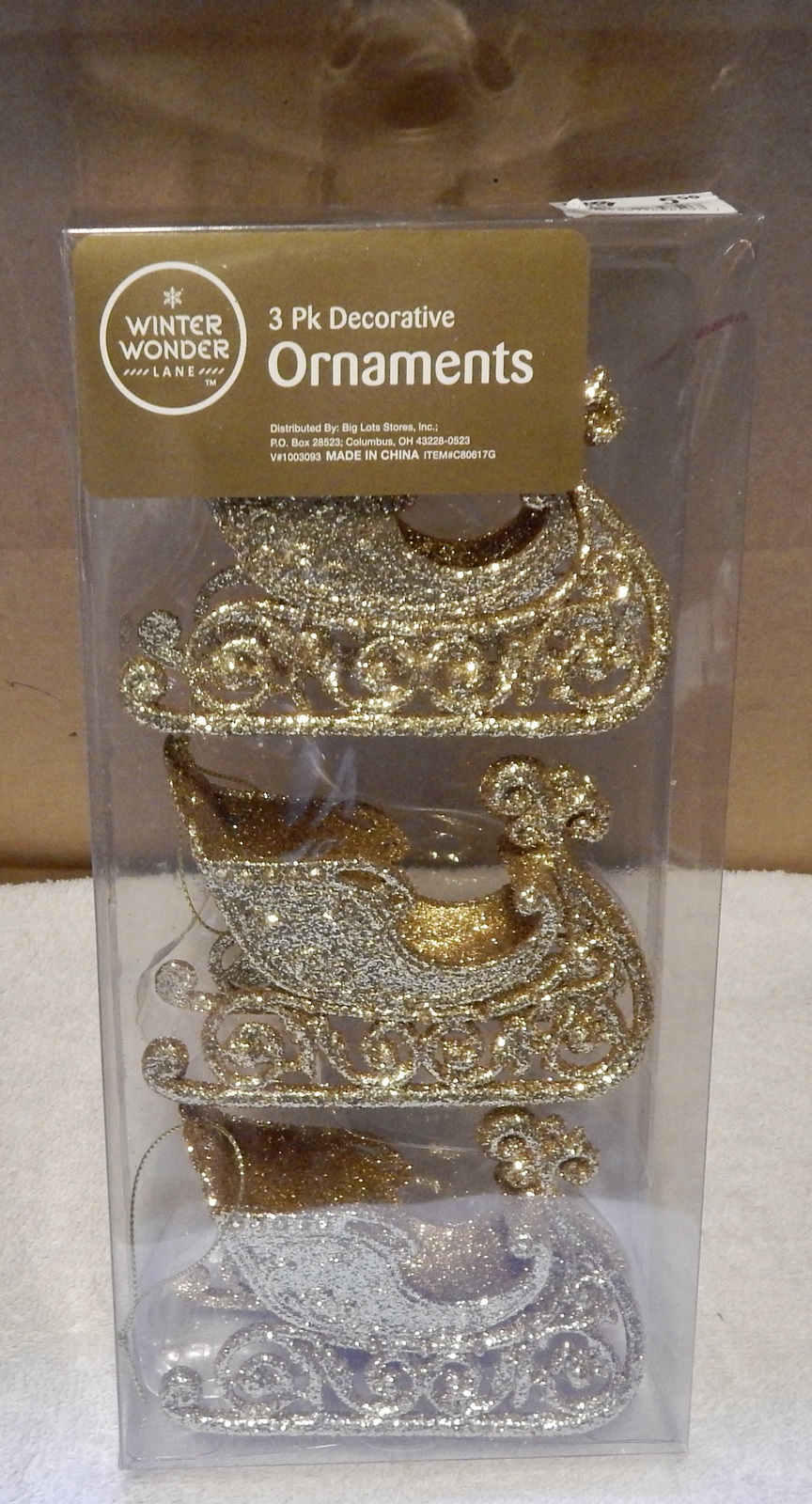 Christmas Ornaments Santa Sleigh You Choose Color 4&quot; x 3&quot; x 1 1/2&quot; NIB 3... - $4.89