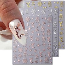 6 Sheets Christmas Nail Stickers Gold Snowflake Star Nail Art Stickers S... - $20.95