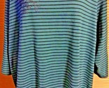 Women’s JMS Just My Size Blue Striped Shirt Top 26W/28W Cotton Poly   SK... - $6.88