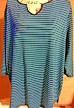 Women’s JMS Just My Size Blue Striped Shirt Top 26W/28W Cotton Poly   SK... - £5.40 GBP