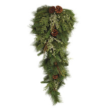 Mixed Pine Juniper and Pincone Wall Swag 32&quot;H - $87.70 CAD