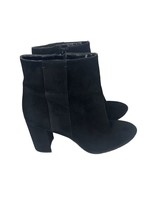 Nine West Whynot Bootie Womens Sz 7 Black Suede Leather Heels Ankle Boots FLAW - £14.14 GBP