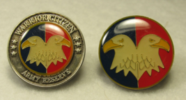 Two Round Pins Lapel &quot;Warrior Citizen Army Reserve&quot; Double Eagle Vintage Glossy - £8.46 GBP