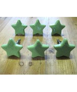 6 Green Ceramic Knobs Kitchen Cabinet Pulls Vintage Dresser Stars Fun Be... - $21.99