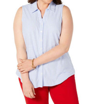 allbrand365 designer Womens Plus Size Sleeveless Button Front Cotton Top, 22W - $59.50