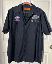 Crispin Hard Cider Short Sleeve Button Down Shirt Size XL Red Kap USA Rugby - £23.47 GBP
