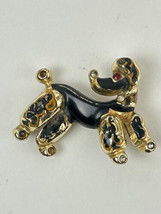 Vintage Black Enamel Poodle Dog Pin Brooch Gold Tone - £11.83 GBP