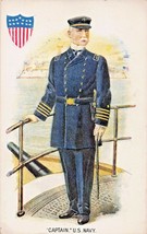 Capitano Nel Stati Uniti Blu Navy a Bordo Spedizione W/Cannon ~ Rilievo Postcard - £7.84 GBP