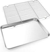Cookie Sheet With Rack Set Half Sheet Baking Pan For Oven Cooking 18x13 Stainl - £21.41 GBP