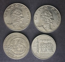 Mexico Pesos: 1985 $200 175th Anv, 1980 $20 Cultura Maya and (2) 1976 5 Pesos - $19.59