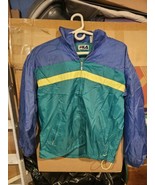 Vintage 90s Fila WINDBREAKER MENS size M - GREEN &amp;YELLOW &amp; BLUE - $17.82