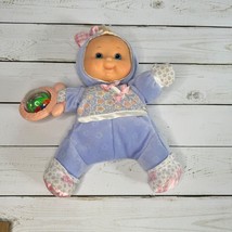 Fisher Price First Baby Doll Soft Body Pink Bow Rattle 2002 Purple Outfit - £9.93 GBP