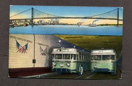 Vintage Postcard Detroit Windsor Tunnel Ambassador Bridge Bus - £3.15 GBP