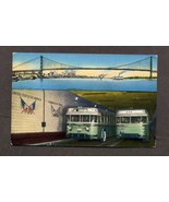 Vintage Postcard Detroit Windsor Tunnel Ambassador Bridge Bus - $3.99