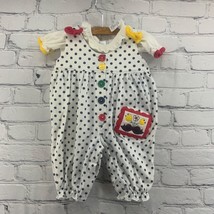 Vintage Baby Romper 2 Piece Sz 3-6 Mos Primary Colors White With Polka Dots - £15.57 GBP