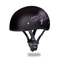 Daytona Helmets Skull Cap Open Face W/ Purple Rose Dot Motorcycle Helmet - $91.76