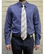 BOSS HUGO BOSS Metallic Brown Blue Stripe Silk Neck Tie Italy - $25.65 CAD
