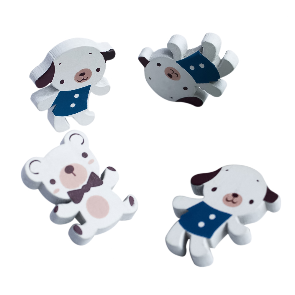 [White Dog & Bear] - Brooch / Brooch Pin / Animal Pin Brooch