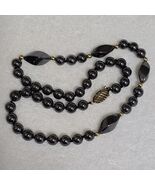 Beautiful Vintage Gold Tone Hematite Stone Bead Necklace 20 Inches - $51.20 CAD