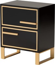 Baxton Studio Giolla End Table, 2-Drawer, Black/Gold - £276.01 GBP