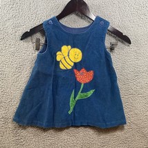VTG Handmade Corduroy Blue Dress Bee Flower Girls - £17.69 GBP