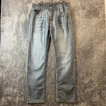 GS115 Jeans Mens 34x33 Grey Fade Moto Biker Streetwear y2k Straight Leg - $15.69
