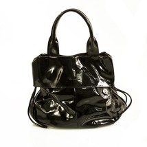 Blumarine Black Patent Leather Double Handles B Charm Small Handbag Pouc... - $113.85