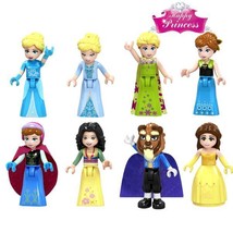 8Pcs Fairy Tale Princess Girl Beast Cinderella Elsa Belle Mulan Minifigures - £13.32 GBP