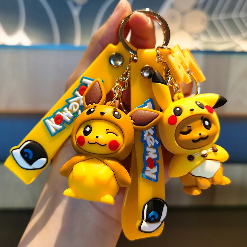 Anime Pokemon Keychain Cartoon Figure Doll Pikachu Key Chain Model Cute Psyduck - £7.89 GBP