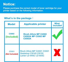 Compatible Toner Cartridge Replacement for Ricoh 841681 841753 MP C4502 ... - £54.96 GBP