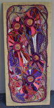 Mid Century Fiber Art Wall Hanging Macrame 2&#39; x 4.5&#39; Purple Pink - £623.01 GBP