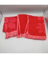 Vtg Cannon Royal Family Bath Towel &amp; 2 Hand Towels Set Red Fringe Boho C... - $325.25 MXN