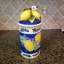 Lemon Cookie Jar Medium Blue Sky Clayworks Heather Goldminc Kitchen Decor - $56.99