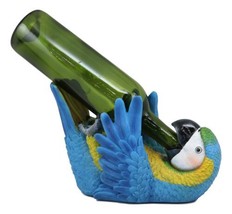 Rio Rainforest Jungle Blue Scarlet Macaw Parrot Wine Bottle Holder Figurine - £26.31 GBP