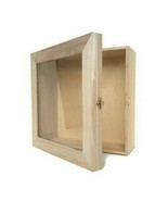 Deep shadow box with glass unfinished wood 12 x 12 x 5 memory box - $52.64